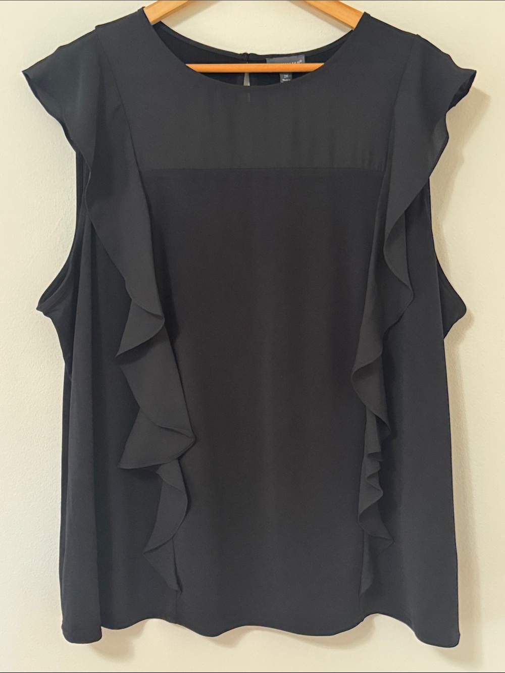 The Limited Black Ruffle Cap-Sleeve Blouse